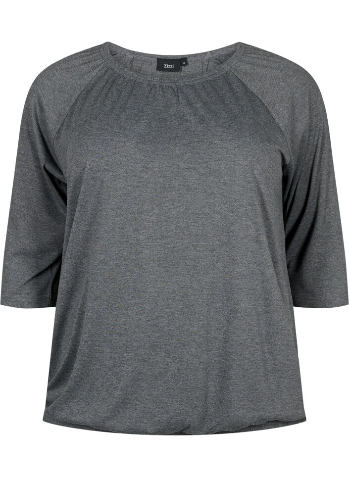 Stripete bluse med 3/4 ermer, Dark Grey Melange, Packshot image number 0