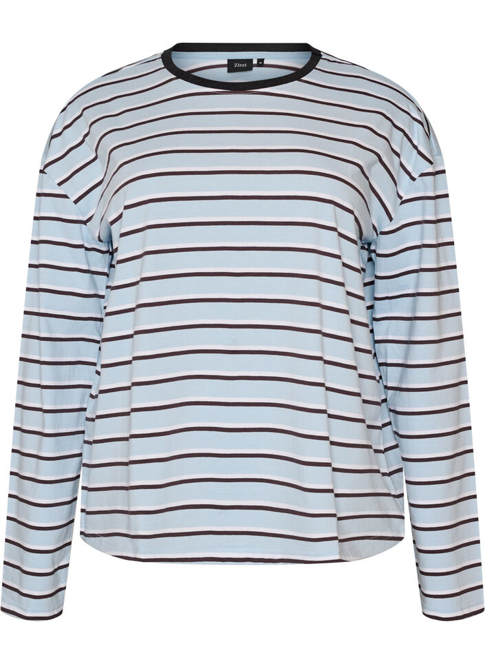 Basis t-skjorte med lange ermer, Bl&aring;, Packshot image number 0