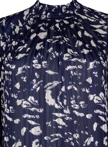 Mønstrete bluse med smock, Blue Leaf AOP, Packshot image number 2