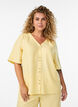 Skjortebluse med V-hals og korte ermer, Gul, Model image number 0