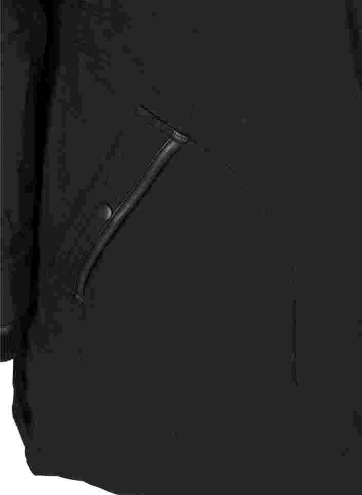 Vinterjakke med glidelås og lommer, Black, Packshot image number 3