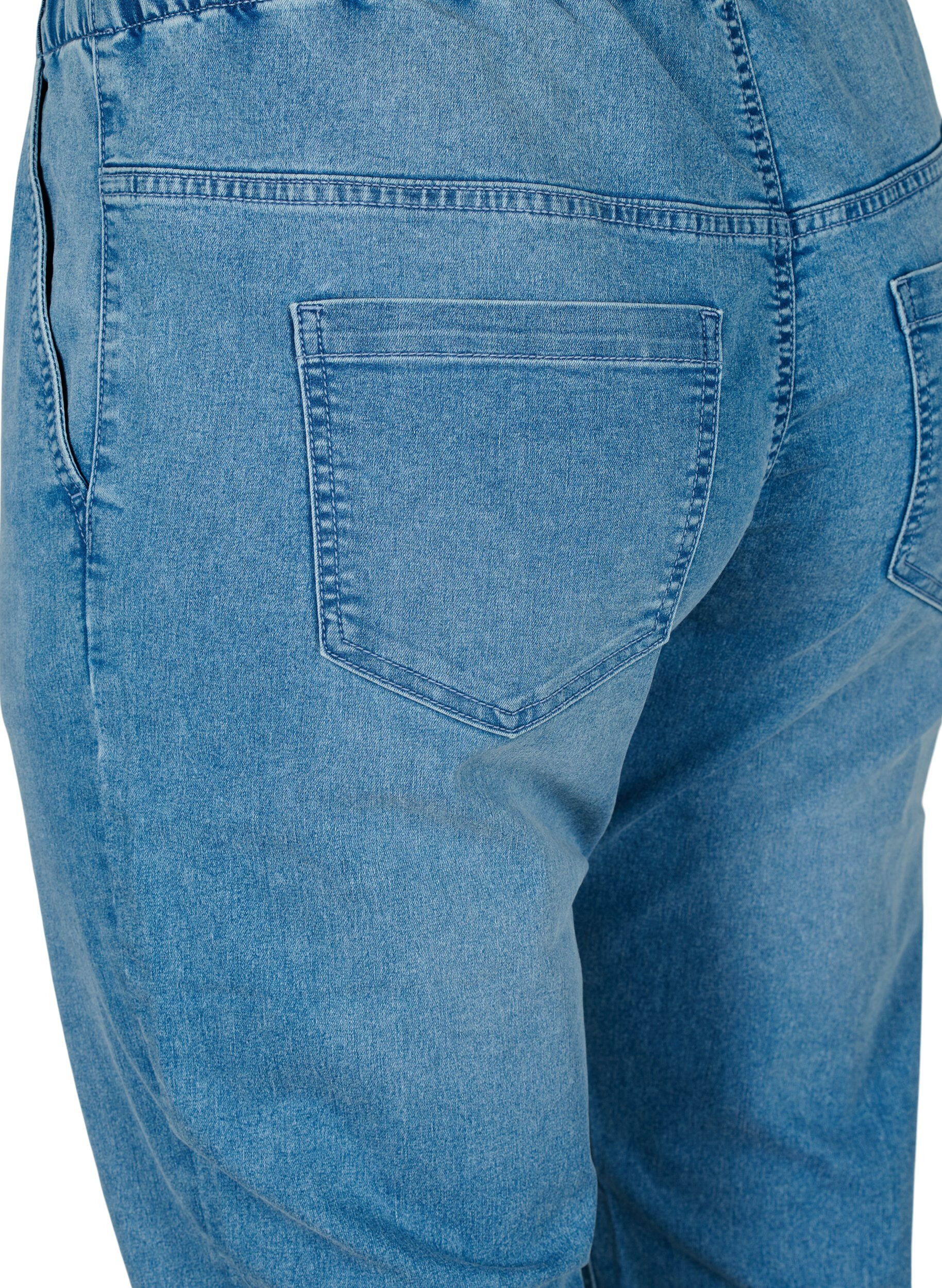 ZizziJoggebukse i denim med lommer, Bl&aring;, Packshot image number 3
