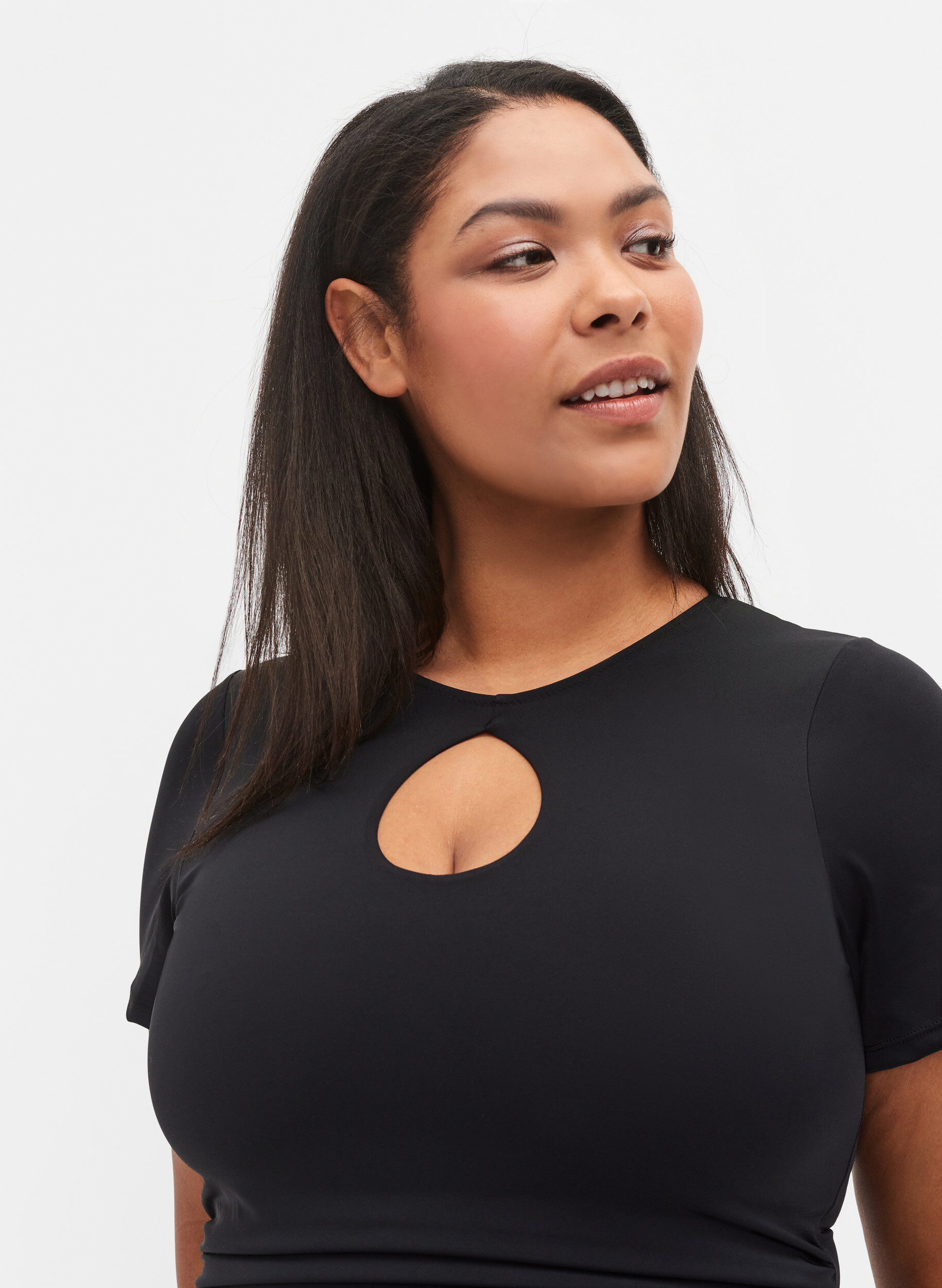 Zizzi Badedrakt med korte ermer, Black, Model image number 2