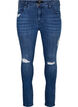 Supersmale Amy jeans med slitasjedetaljer, Blue Denim, Packshot image number 0