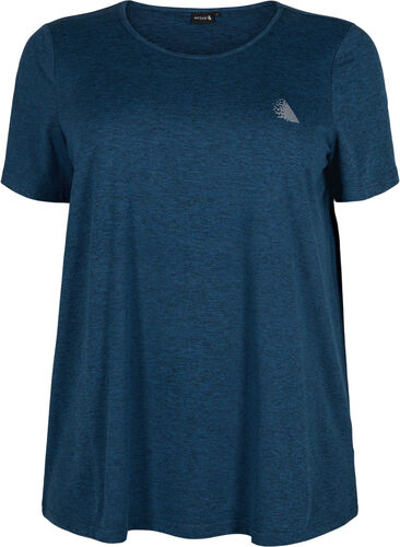 Melert trenings T-skjorte med rund hals, Night Sky Mel., Packshot image number 0
