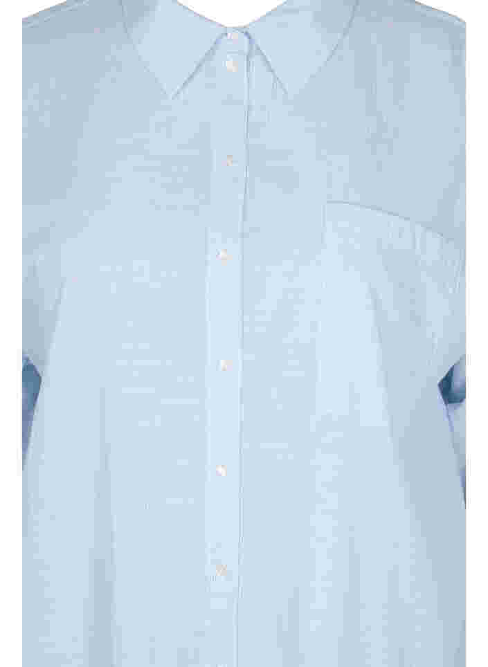 Stripete nattskjorte i bomull, White w. Blue Stripe, Packshot image number 2