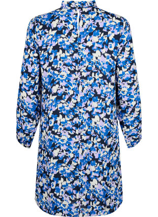 FLASH – Langermet kjole med blomstertrykk, Blue Purple Flower, Packshot image number 1
