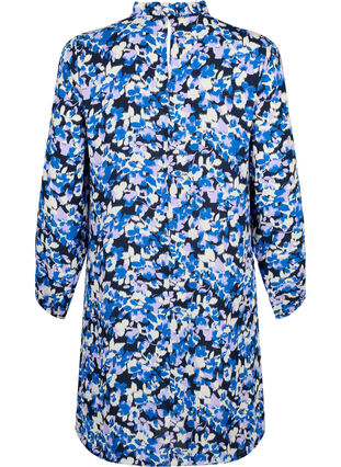 Zizzi FLASH – Langermet kjole med trykk, Blue Purple Flower, Packshot image number 1