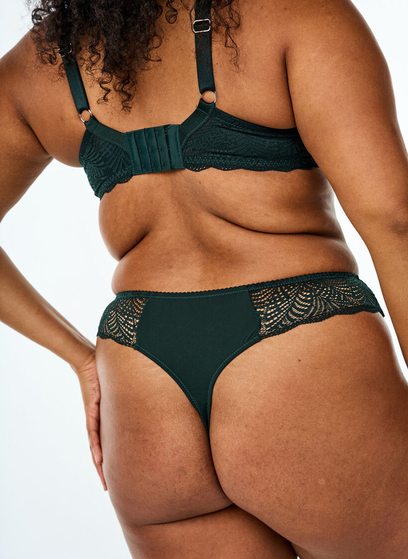 BH med formede skåler og blonder, Grønn, Model image number 3