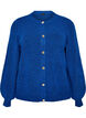 Cardigan i myk strikk med gullfargede knapper, Turkis, Packshot image number 0