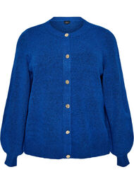 Cardigan i myk strikk med gullfargede knapper, Turkis