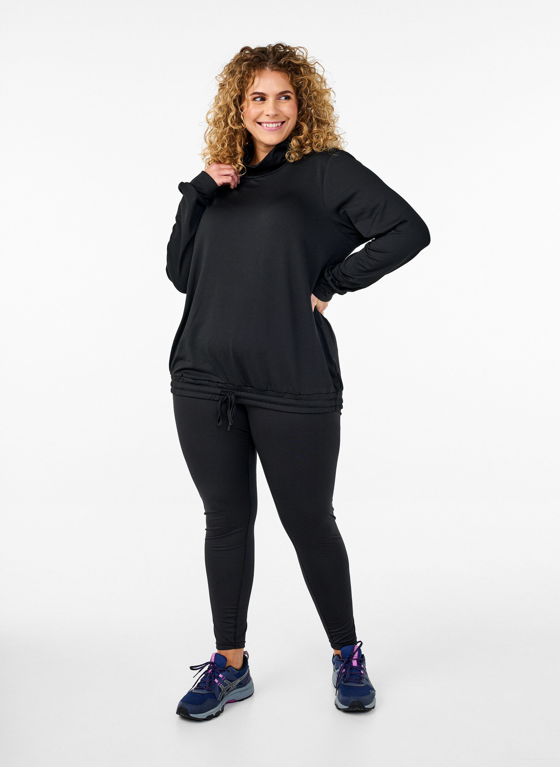 Zizzi H&oslash;yhalset treningstopp, Black, Model image number 3