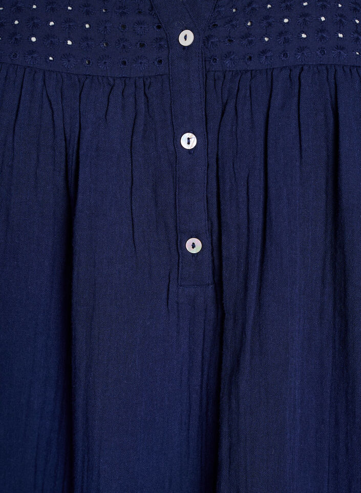 Bomulds muslin-tunika med broderie anglaise, Bl&aring;, Packshot image number 2