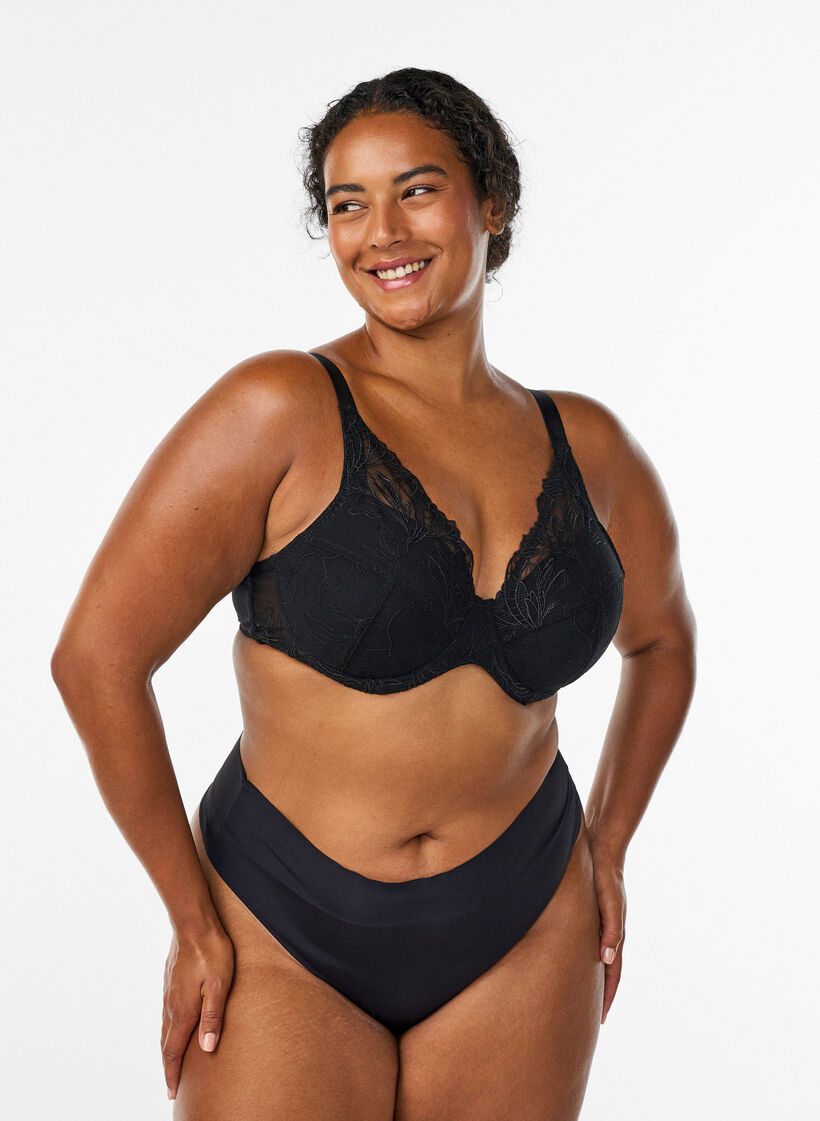 Polstret blonder BH med bøyle, Svart, Model image number 1