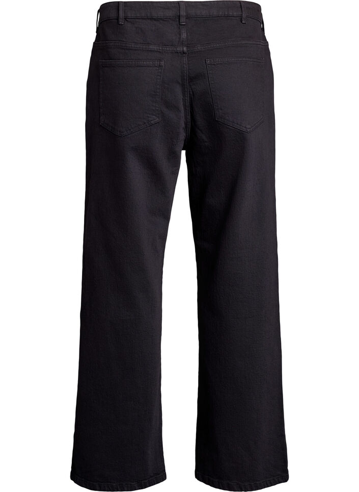 Jeans med vide ben og høy midje, Svart, Packshot image number 1