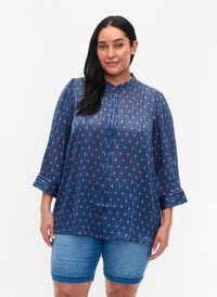 Skjorte bluse med prikker , Vintage Indigo Dot, Model