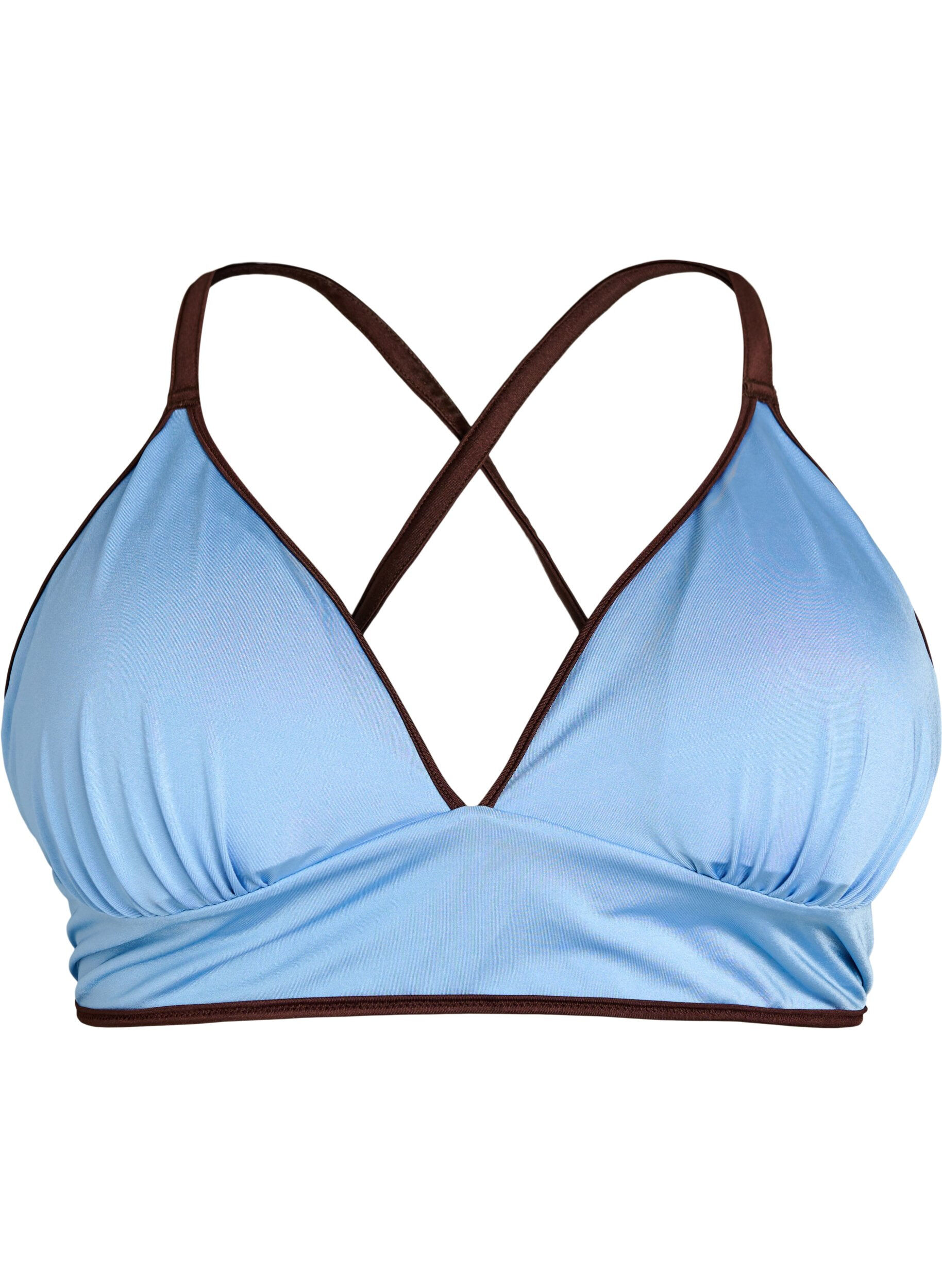 ZizziVendbar bikinioverdel med V-hals og kryssende stropper p&aring; ryggen, Brun, Packshot image number 3