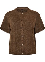 Strikket cardigan med korte ermer, Brun