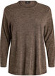 Langermet bluse med tekstur, Brun, Packshot image number 0