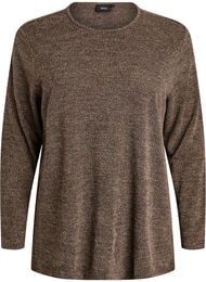 Langermet bluse med tekstur, Brun