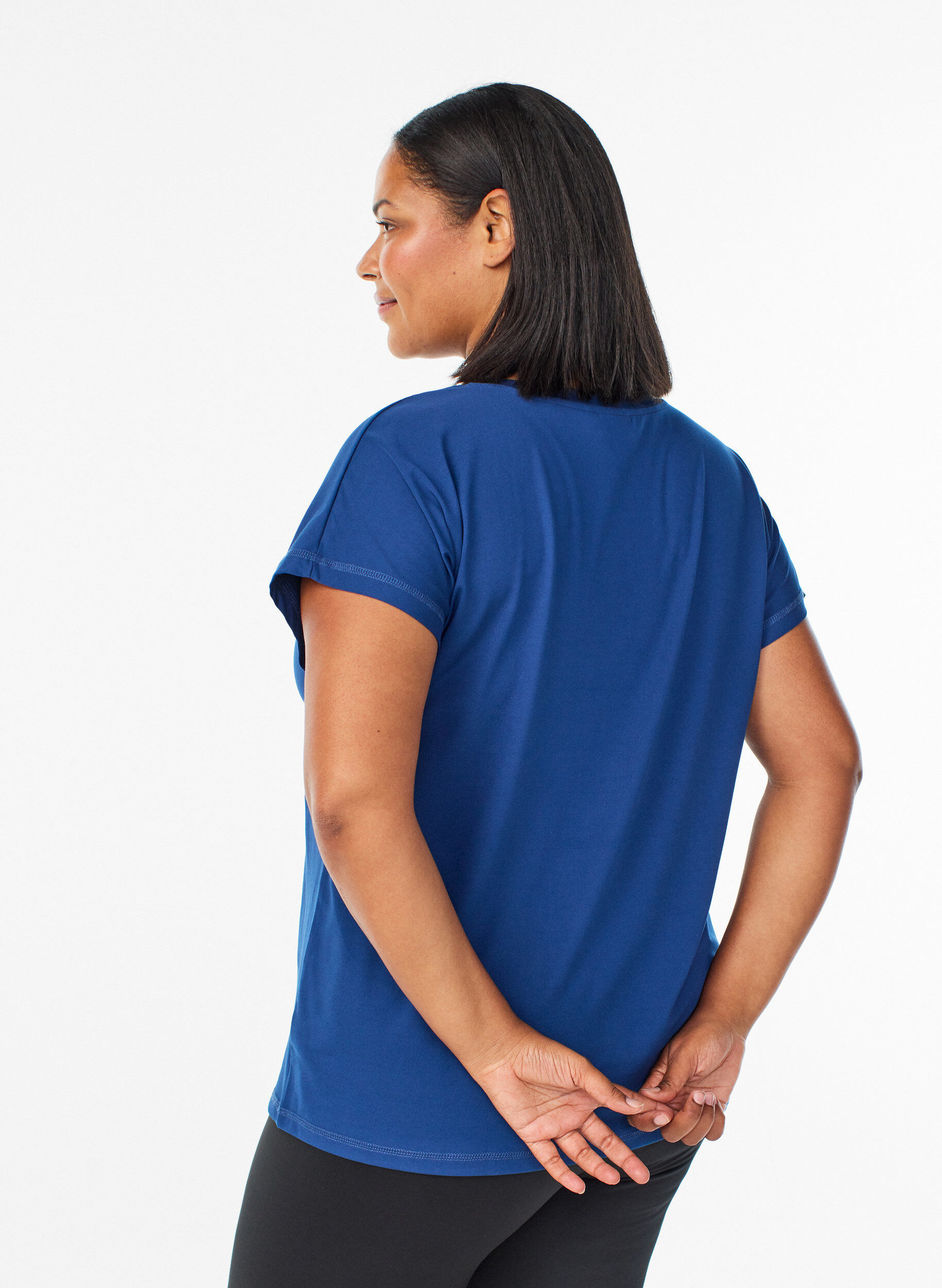 ZizziL&oslash;stsittende trenings-t-skjorte med V-hals, Bl&aring;, Model image number 2