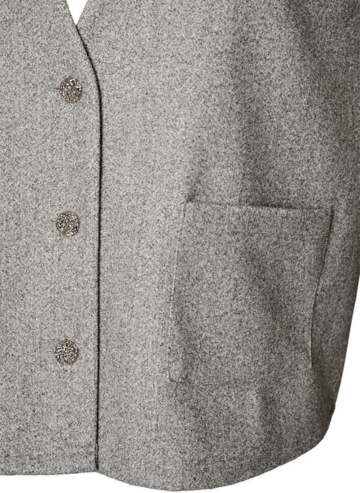 V-hals vest med knapper, Gr&aring;, Packshot image number 2
