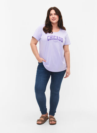 T-skjorte i bomull med tekst, Lavender W. Chicago, Model image number 2