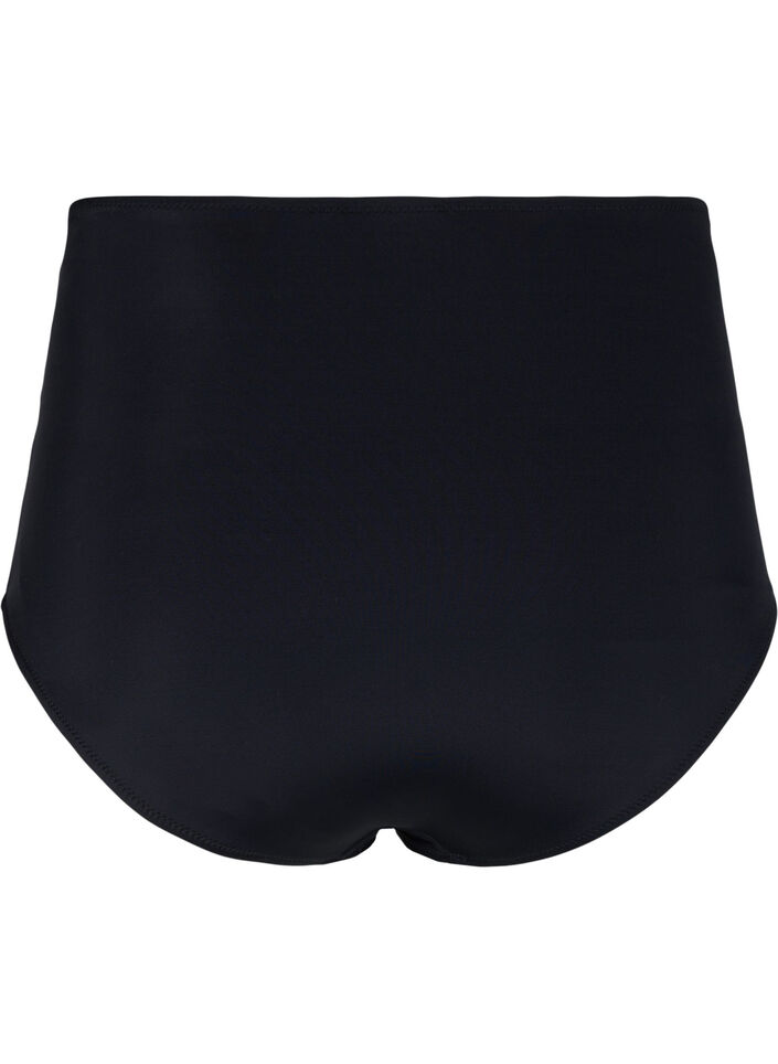 Bikinitruse med høyt liv og draperinger, Black, Packshot image number 1