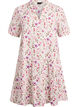 Kort A-linjekjole i bomullsmuslin, Beige, Packshot image number 0