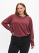 Melange Bluse med rund hals og lange ermer, Dry Rose, Model image number 0