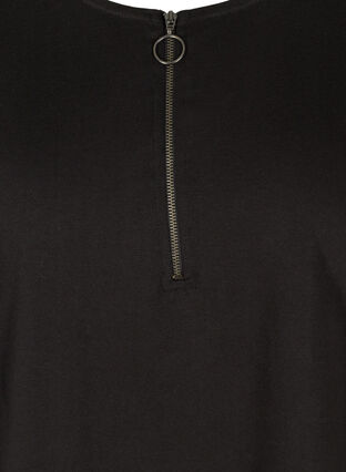 Bomullsbluse med glidelåsdetaljer, Black, Packshot image number 2
