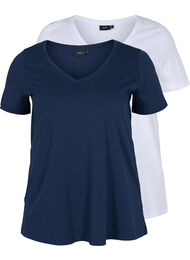 Basis T-skjorter i bomull 2 stk., Navy B/B White