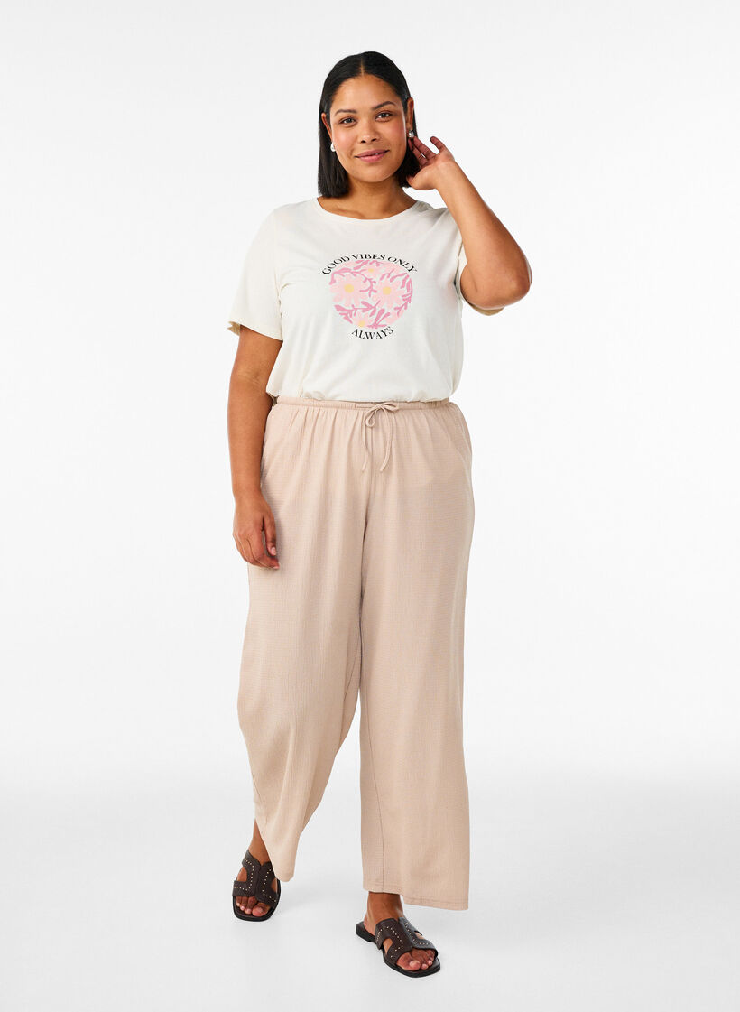 T-skjorte med trykk, Vanilje, Model image number 1