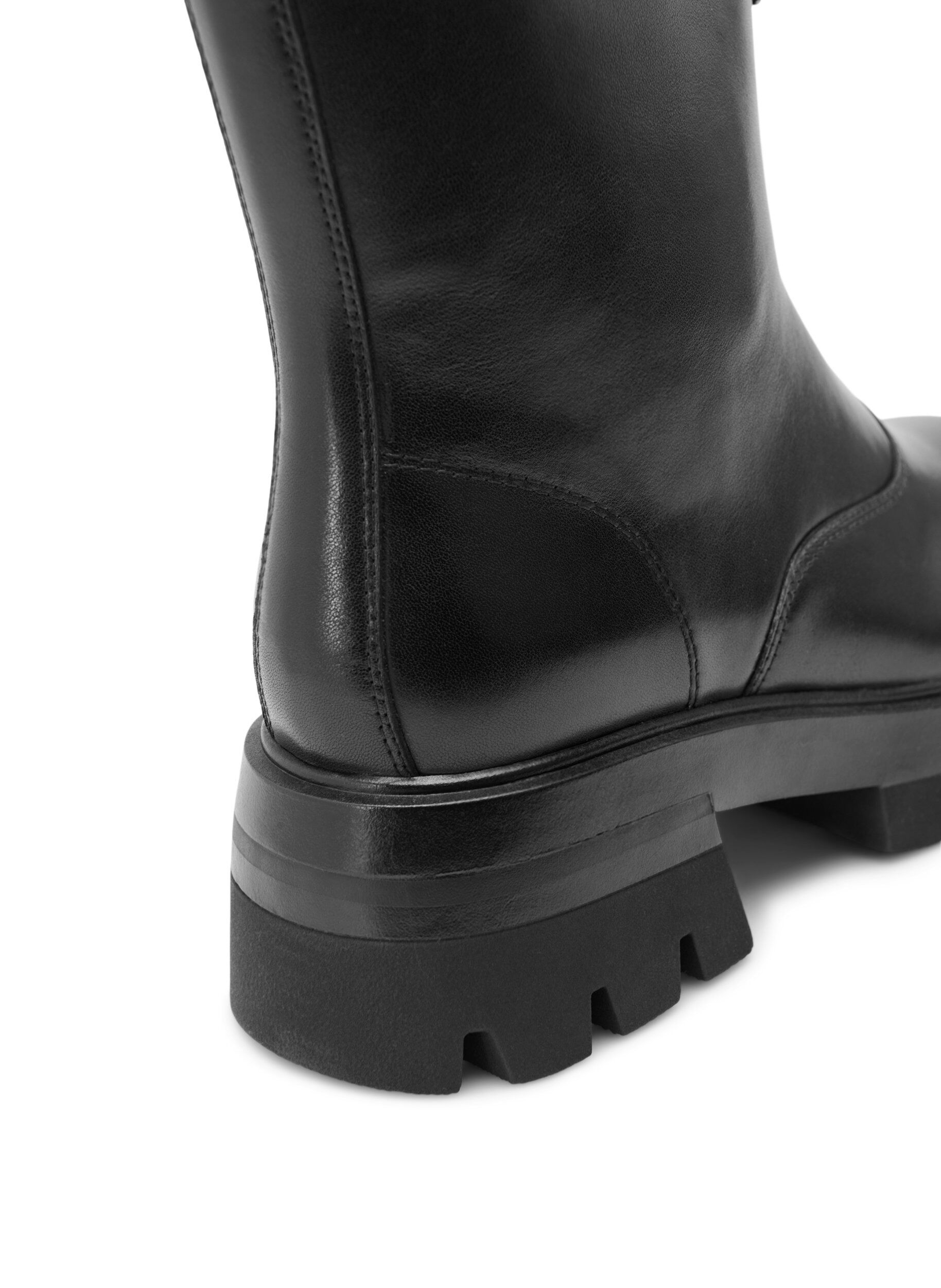 Zizzi Korte skinnboots med glidel&aring;s og bred passform, Black, Packshot image number 3