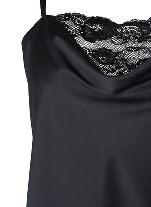 Support the breasts - Nattkjole med blonder, Black, Packshot image number 2