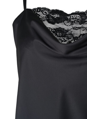Support the breasts - Nattkjole med blonder, Black, Packshot image number 2