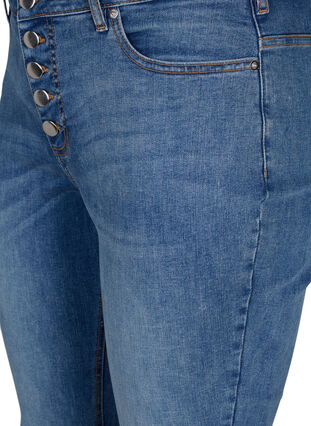 Sanna-jeans med supersmal passform og knappelukking, Blue denim, Packshot image number 2