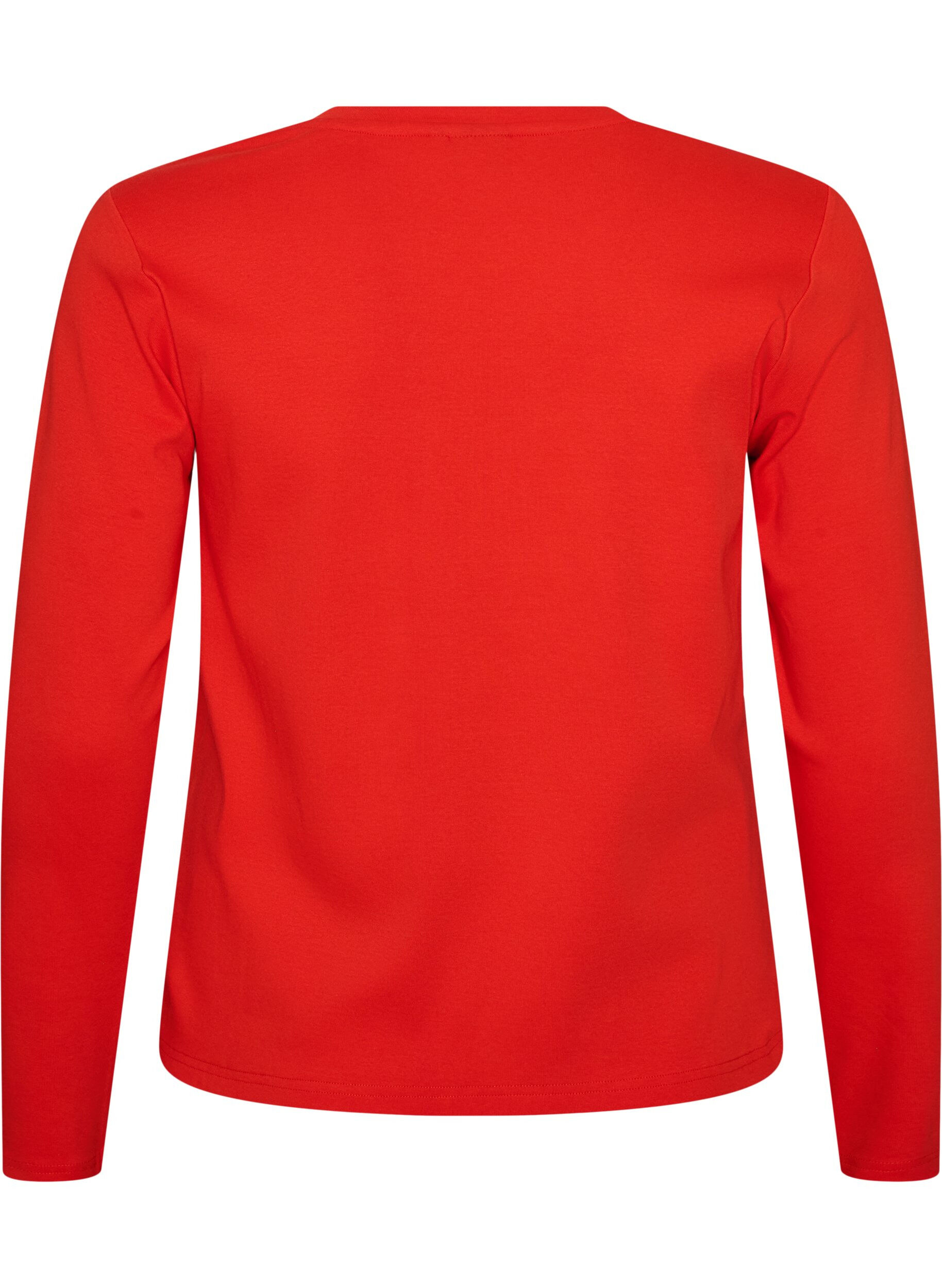 ZizziLangermet basis-T-skjorte med rund hals, R&oslash;d, Packshot image number 1