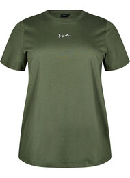 Bomulls T-skjorte med broderidetalje, Thyme EMB.