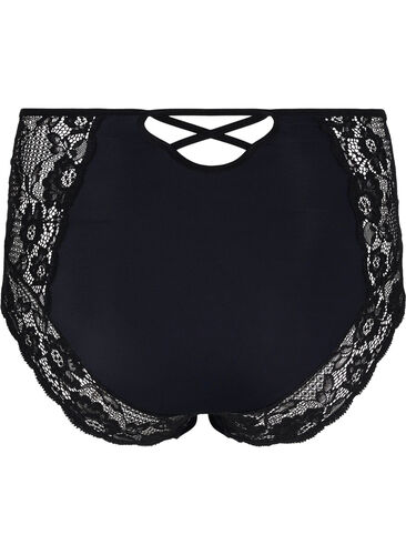 Truse med høyt liv og blonder, Black, Packshot image number 1