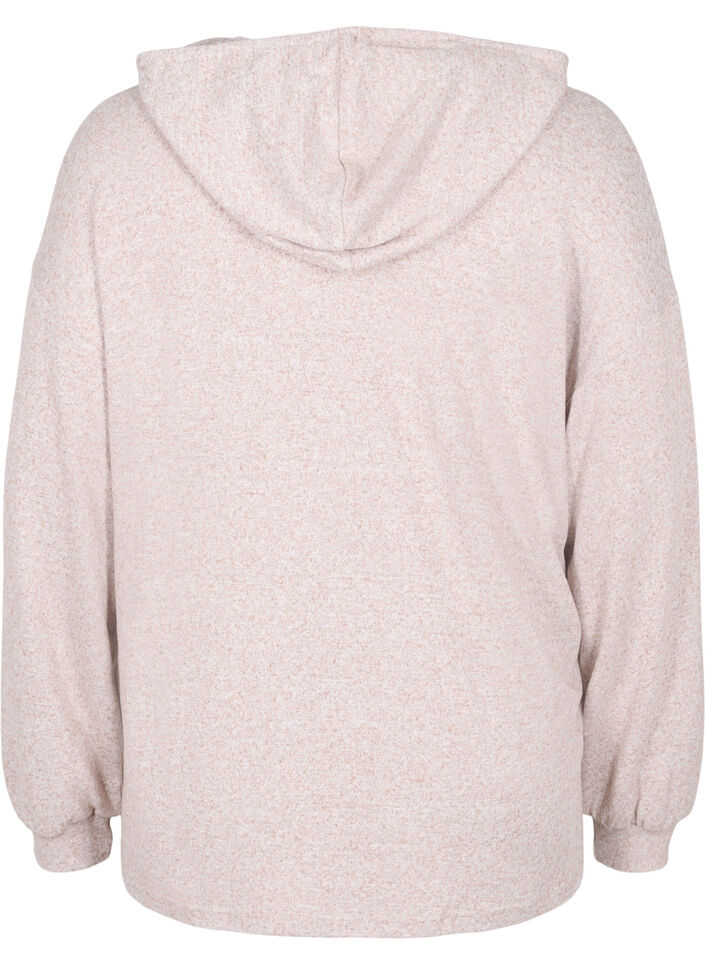 Melert bluse med hette, Natural Mel., Packshot image number 1