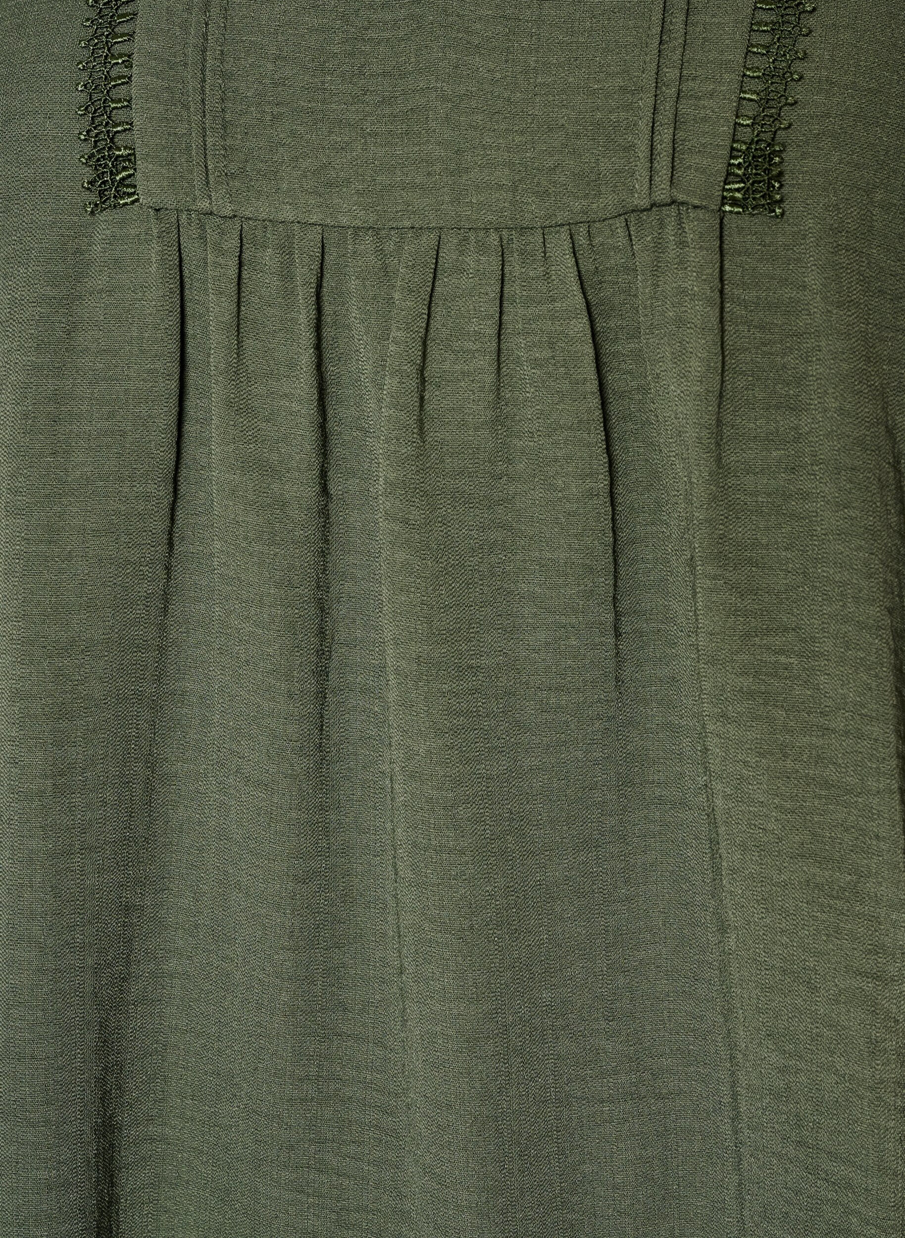 ZizziBluse med V-hals og heklet b&aring;nd, Gr&oslash;nn, Packshot image number 2