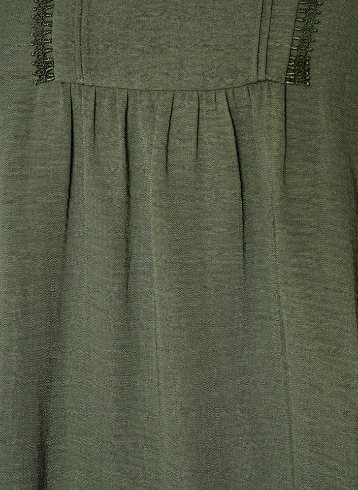 Bluse med V-hals og heklet b&aring;nd, Gr&oslash;nn, Packshot image number 2