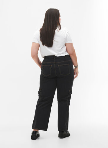 Cargo-jeans med rett passform, Black Stone, Model image number 1