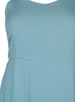 Ensfarget kjole med stropper i viskose med smock, Smoke Blue, Packshot image number 2