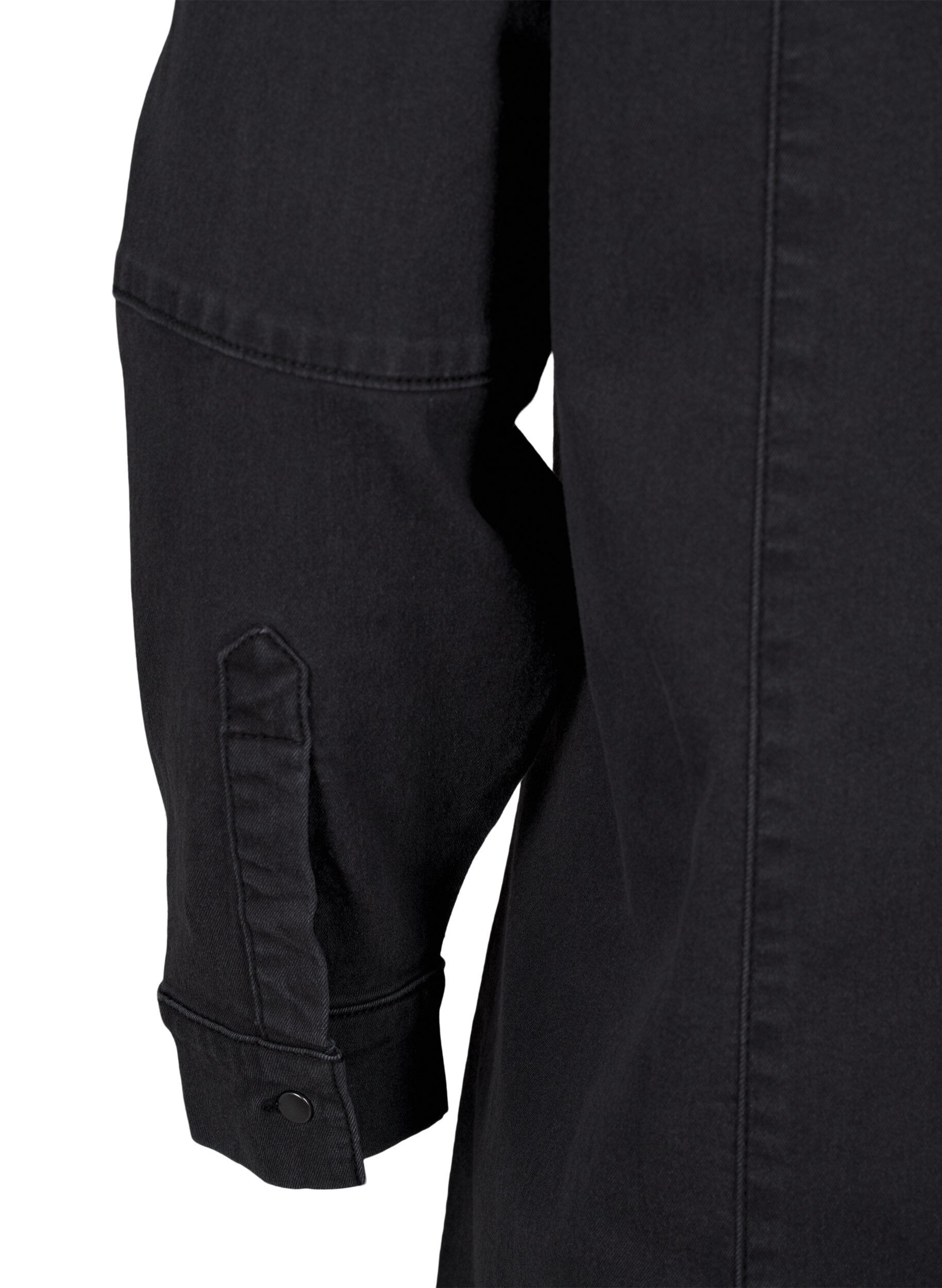 Zizzi A-formet denimkjole med glidel&aring;s, Grey Washed, Packshot image number 3