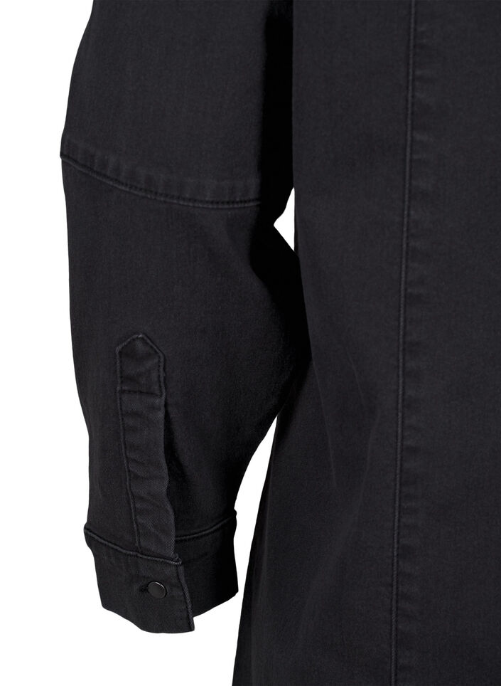 A-formet denimkjole med glidel&aring;s, Grey Washed, Packshot image number 3