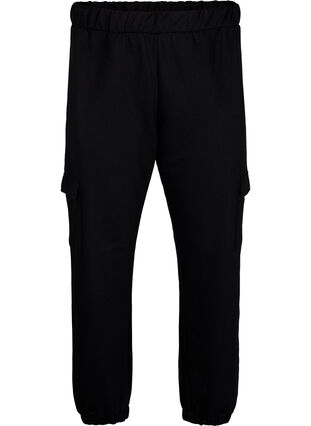 Zizzi Joggebukse med cargo-lommer, Black, Packshot image number 0