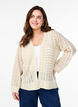 Strikket cardigan med et åpent mønster og bølgete linjer, Birch w. Simply T., Model image number 0