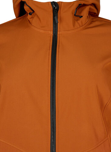 Kort softshell jakke med lommer, Ginger Bread, Packshot image number 2